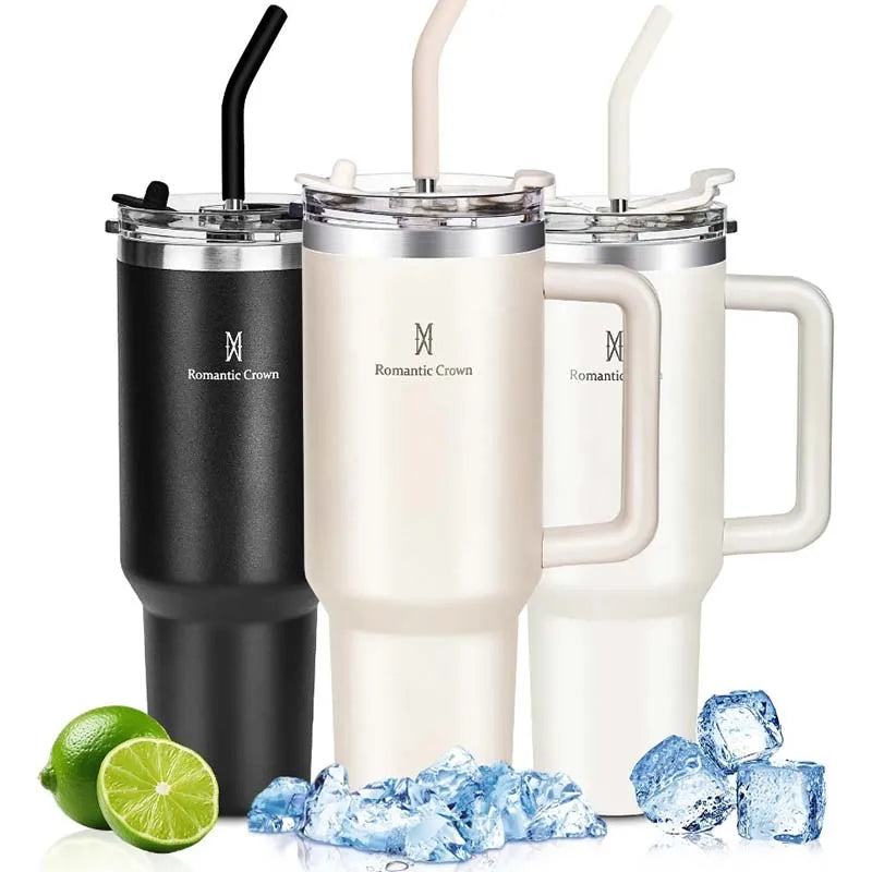 Copo Térmico Inox 1,2L com Alça, Tampa e Canudo