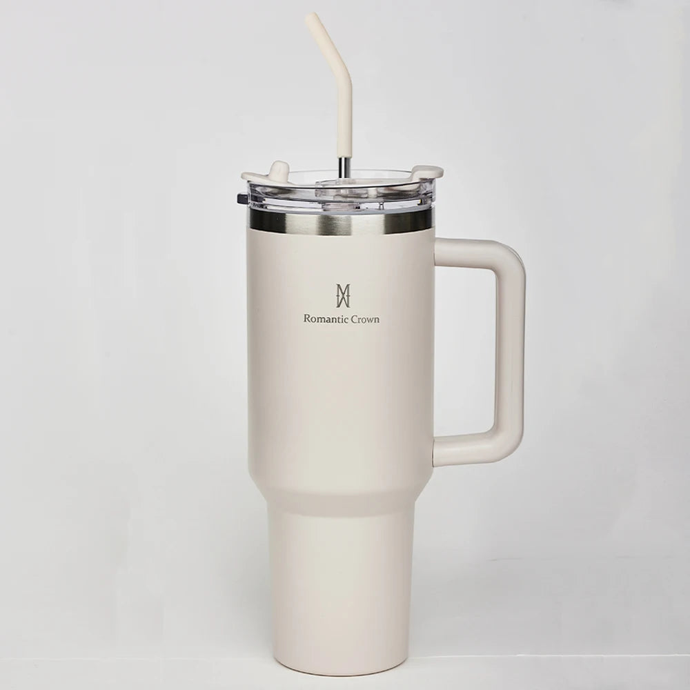 Copo Térmico Inox 1,2L com Alça, Tampa e Canudo