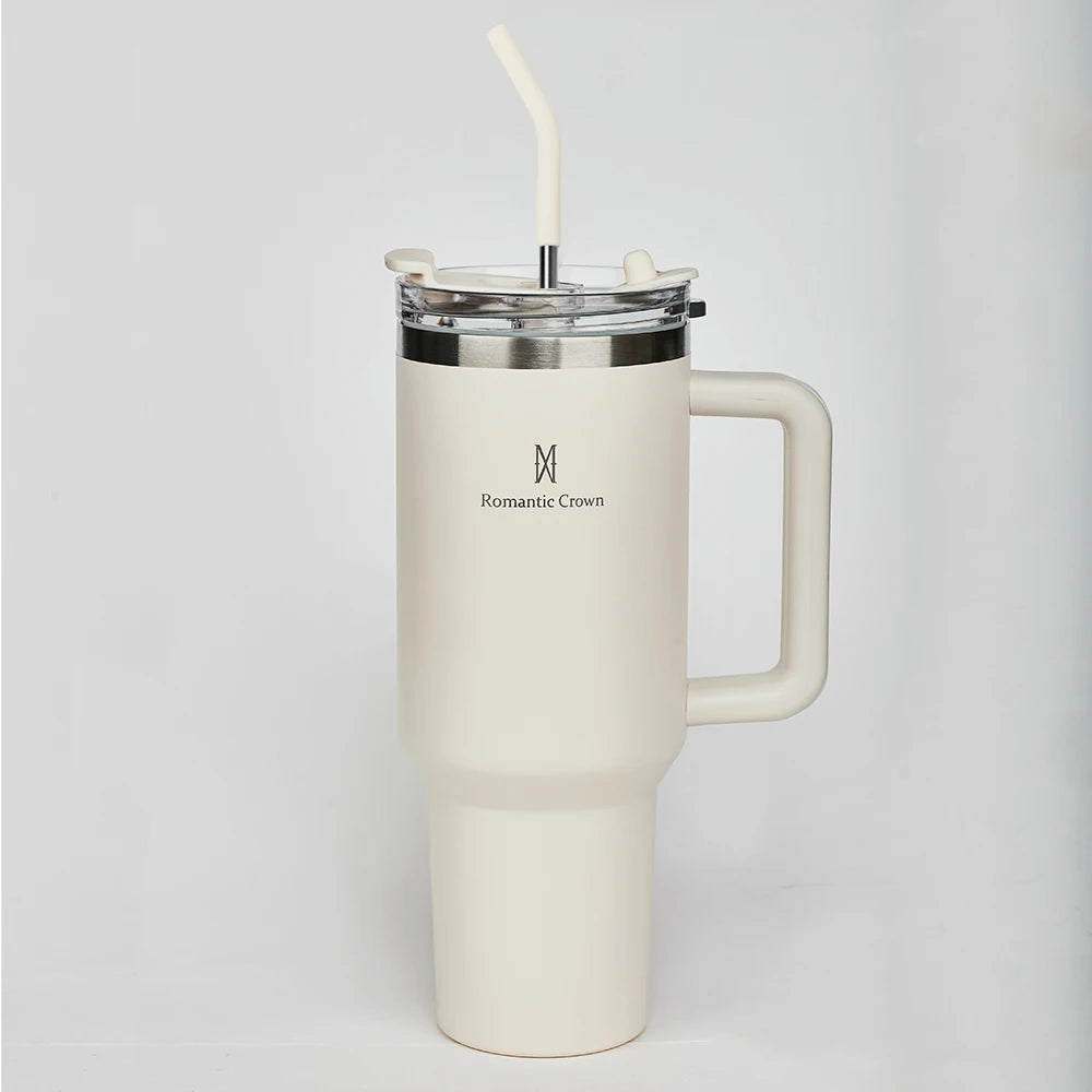 Copo Térmico Inox 1,2L com Alça, Tampa e Canudo