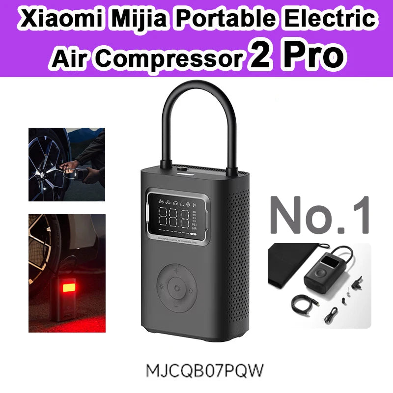 létrica Xiaomi Mijia Air Pump 2 – Portátil 150 PSI com LED e Entrada Type-C
