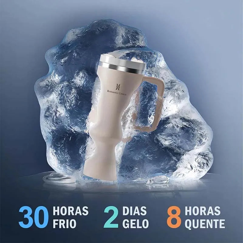 Copo Térmico Inox 1,2L com Alça, Tampa e Canudo